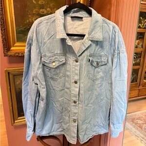 Lane Bryant Sky Blue Jean denim button up shirt